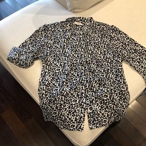 LOFT Animal Print Button Down Blouse